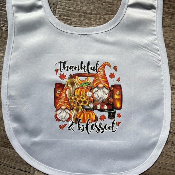 New Thankful Blessed Gnome Fall Baby Bib - Picture 2 of 2